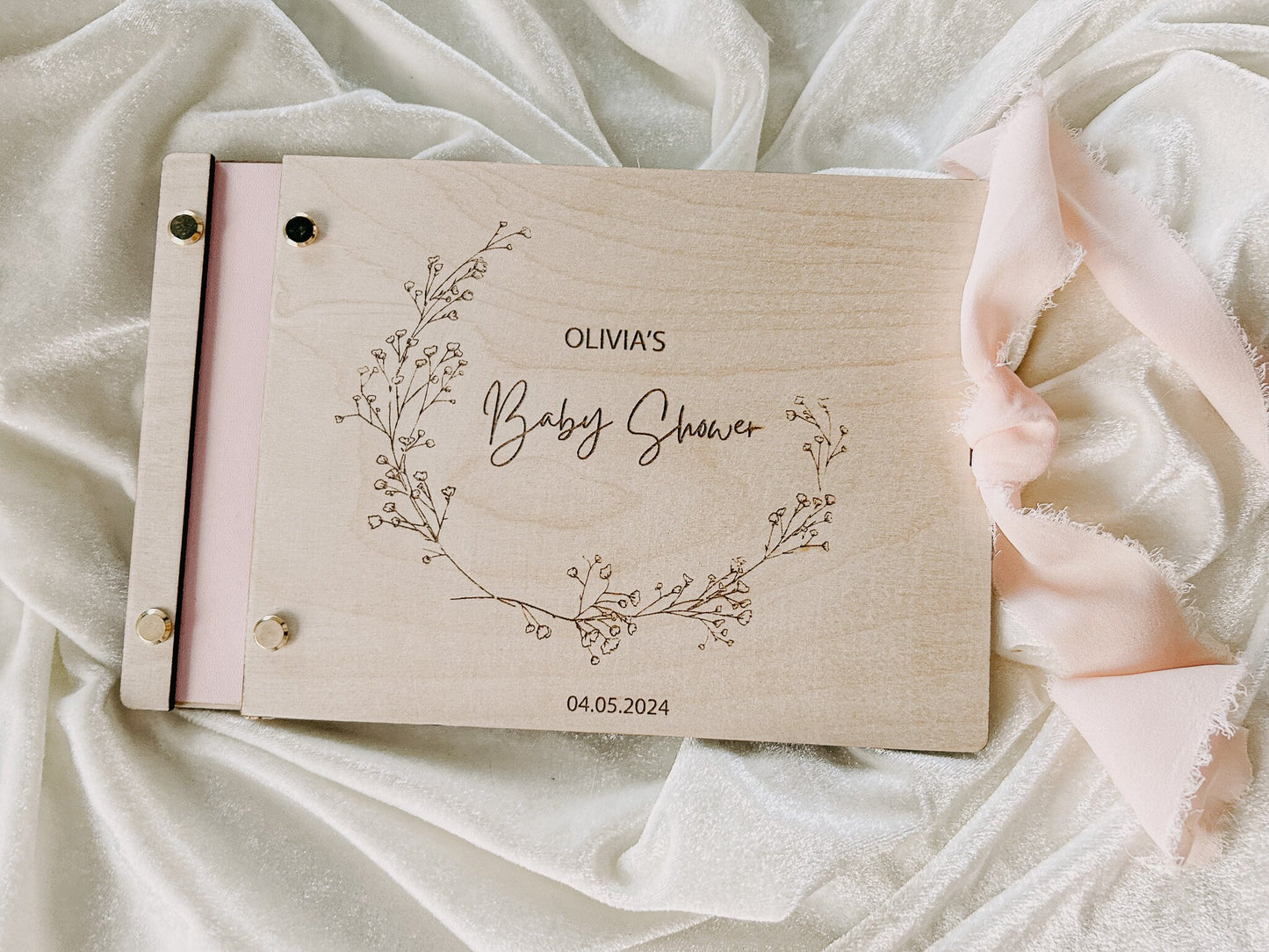 Personalised Baby Shower Guest Book, Guest Book, Keepsake for Mummy to be, Baby Shower Supplies, pink blush , baby blue