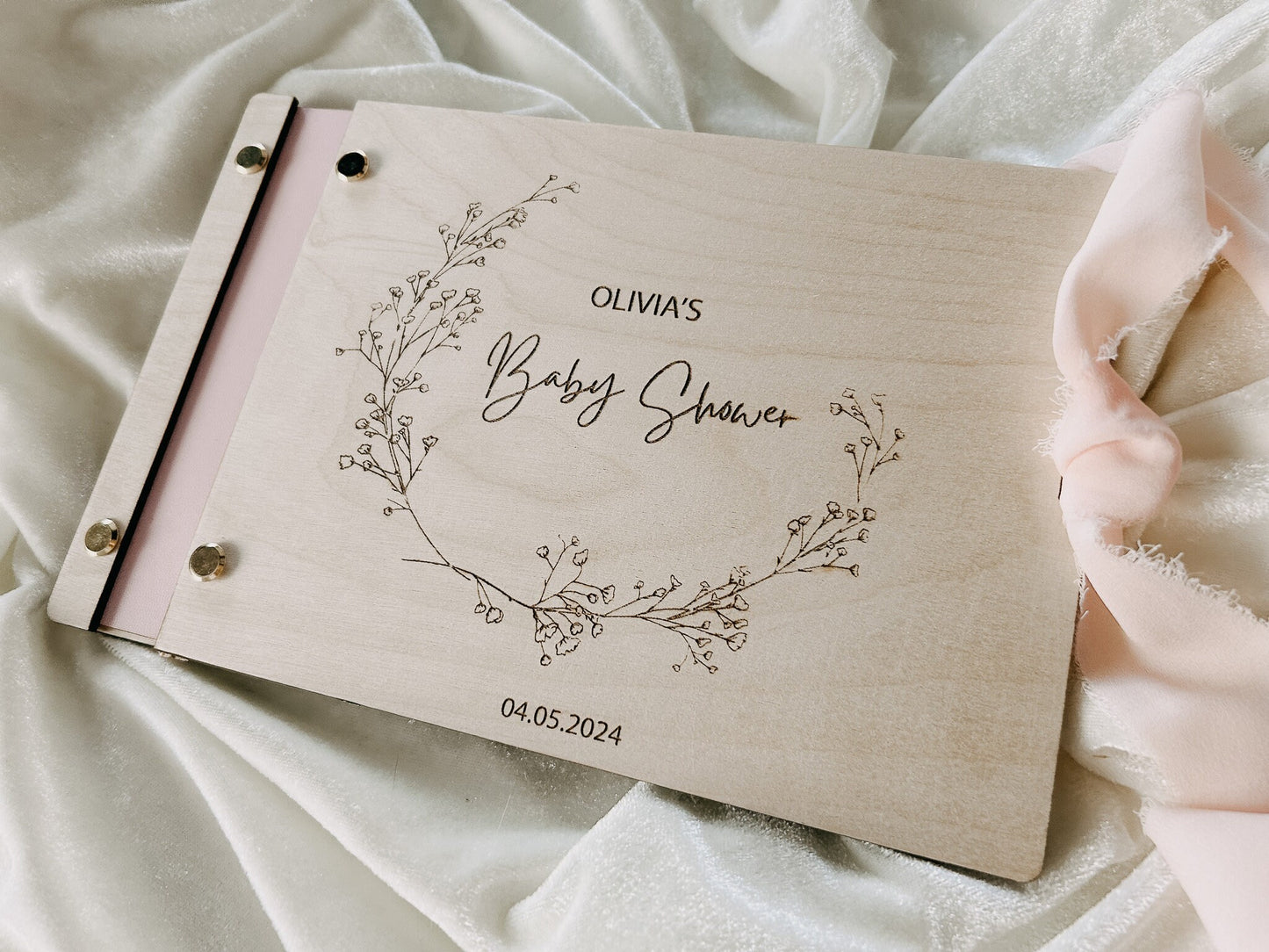 Personalised Baby Shower Guest Book, Guest Book, Keepsake for Mummy to be, Baby Shower Supplies, pink blush , baby blue