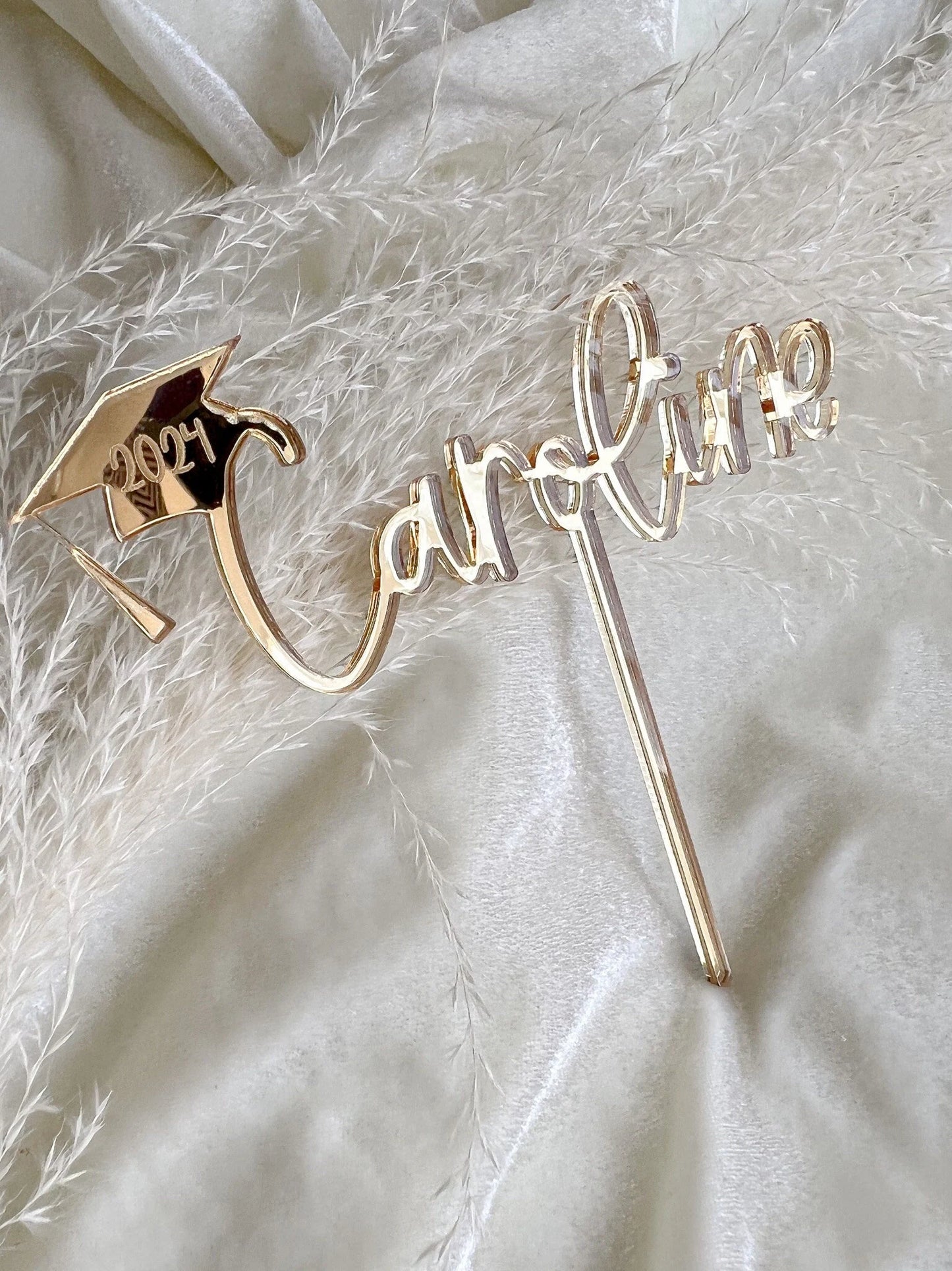 Custom name Graduation Topper |Custom Personalized Gold Acrylic 2024 Graduation Cake Topper | Class of 2024