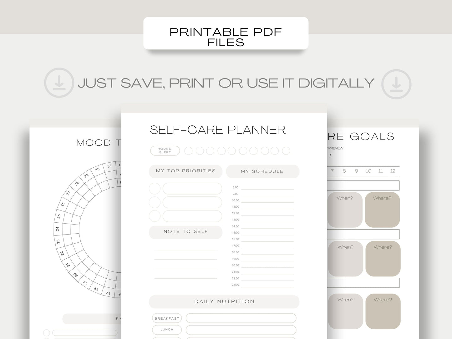 Self-Care Planner , Self-Love Journal , Mental Health Worksheet, Mindfulness Journal , Wellness Bundle iPad Planner A4 PDF Printable Inserts