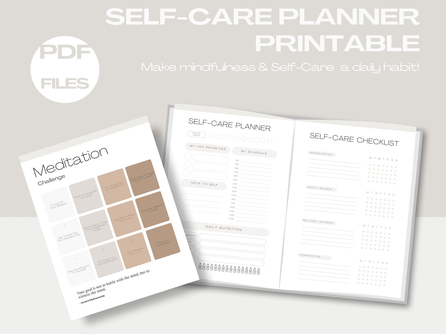Self-Care Planner , Self-Love Journal , Mental Health Worksheet, Mindfulness Journal , Wellness Bundle iPad Planner A4 PDF Printable Inserts