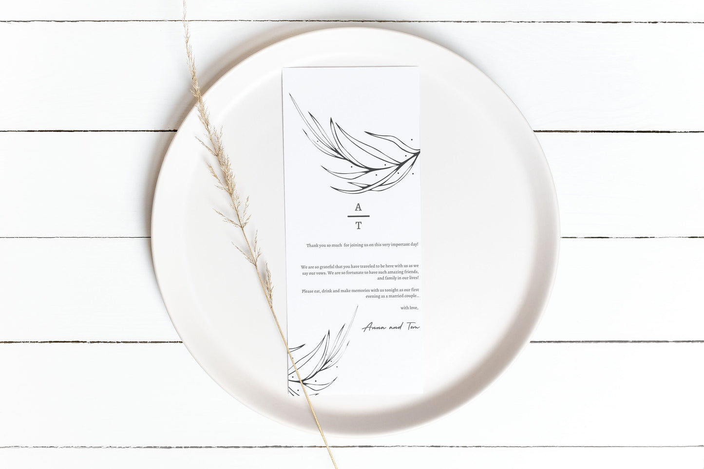 Minimalist Thank You Place Card, Thank You Napkin Note, Printable Thank You, Place Setting Thank You, Editable, Wedding Table, long Ceremony