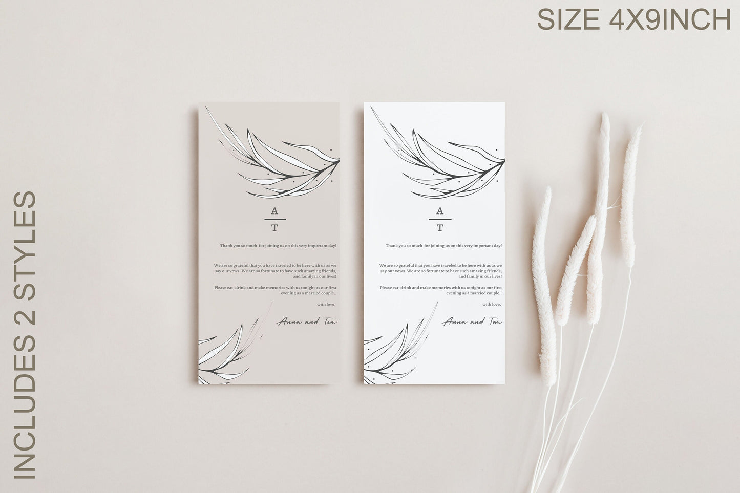 Minimalist Thank You Place Card, Thank You Napkin Note, Printable Thank You, Place Setting Thank You, Editable, Wedding Table, long Ceremony