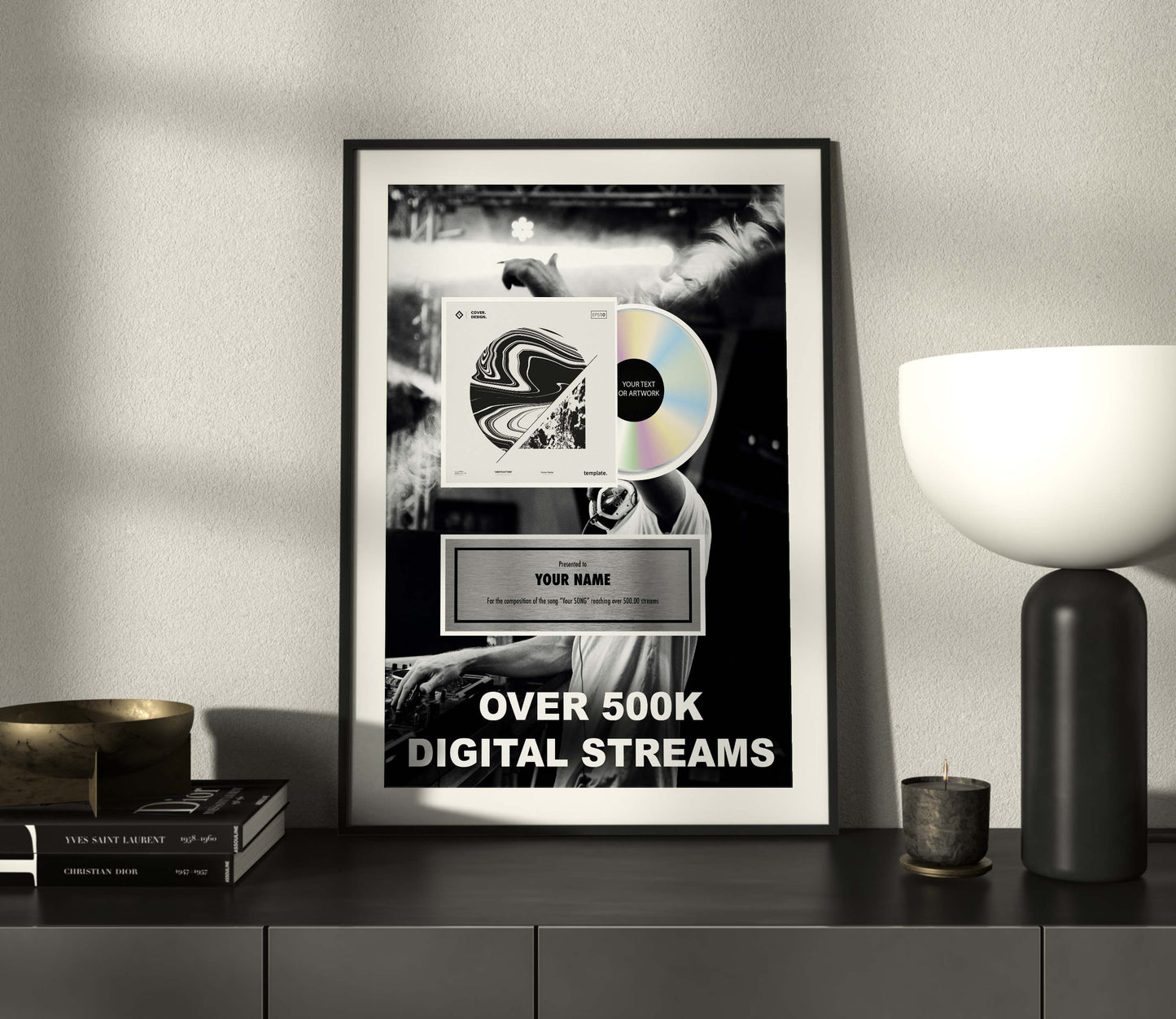 Custom streaming award , Personalised Award Trophy Award Plaque, Music Award With Engravable Plate , Link and Album Cover, Friendship Gift