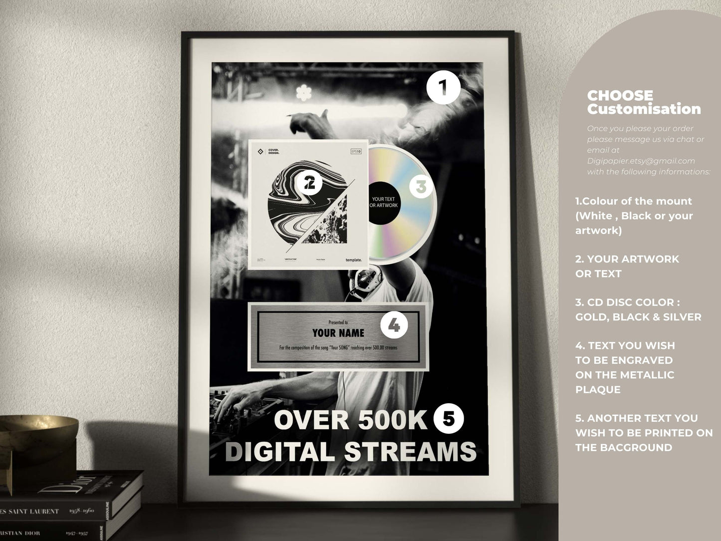 Custom streaming award , Personalised Award Trophy Award Plaque, Music Award With Engravable Plate , Link and Album Cover, Friendship Gift