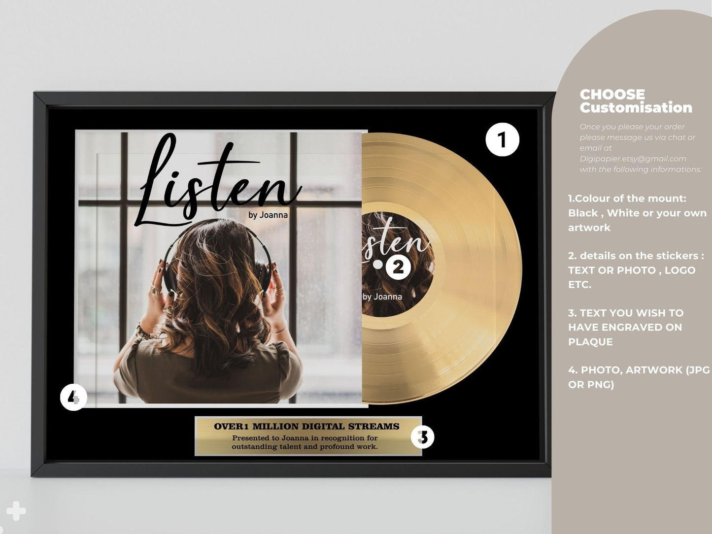 Customizable Streaming Award for Musicians, Singers, Artists, Producers, Achievement Award, Corporate Award Trophy , Retirement Appreciation