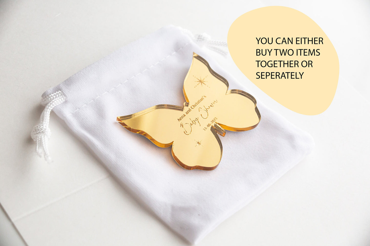 Gold Mirror Butterfly Magnets |Sweet 16 Gift | Wedding Party Favors | Baby Shower Favor | Mis Quince 15 Favor | Baby Welcoming