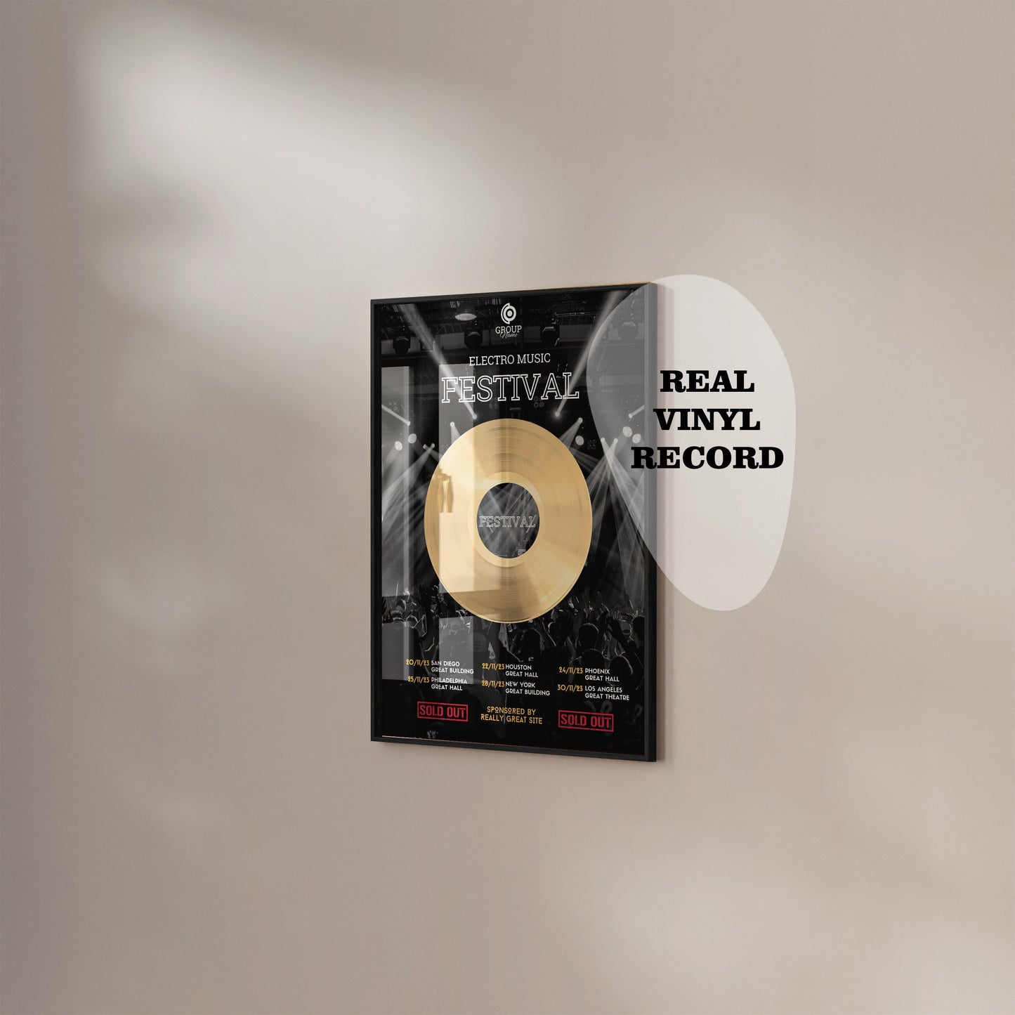 Custom Gold Vinyl Frame | Touring Award | Large Event Award | Engraved Award | Company Award| Event Memorial | Succes Award | Manger Gift