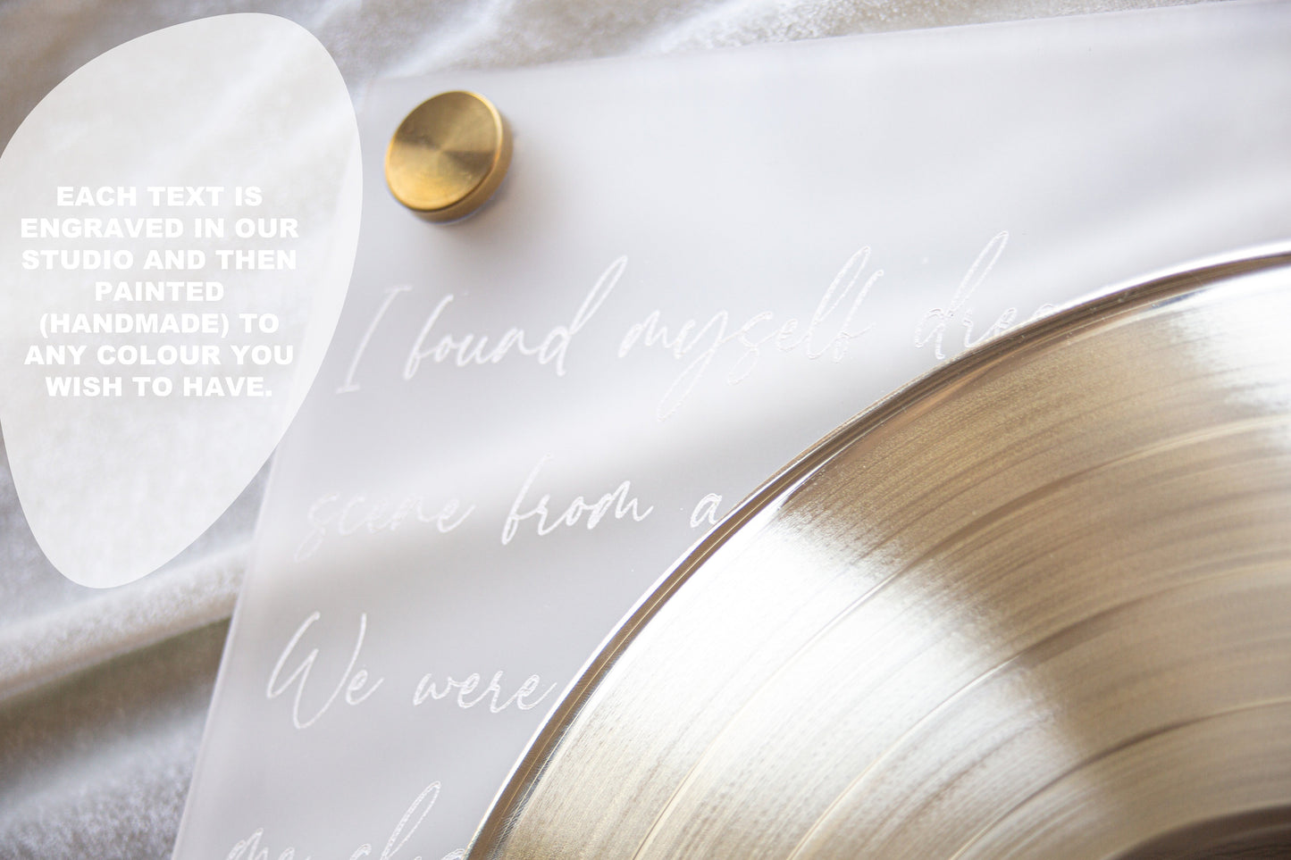 CUSTOM GOLD VINYL - Acrylic Sign-Plaque for Music Gift - Vinyl Record 2nd Anniversary Gift - Record Player Framed Poster Award - Song Lyric