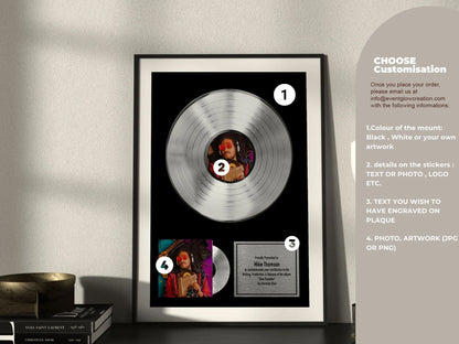 Gold Vinyl Record , 10 Year Anniversary Gift for Husband ,  Custom Vinyl Record , Custom Plaque for Music Lovers , Vinyl Record for Memorial