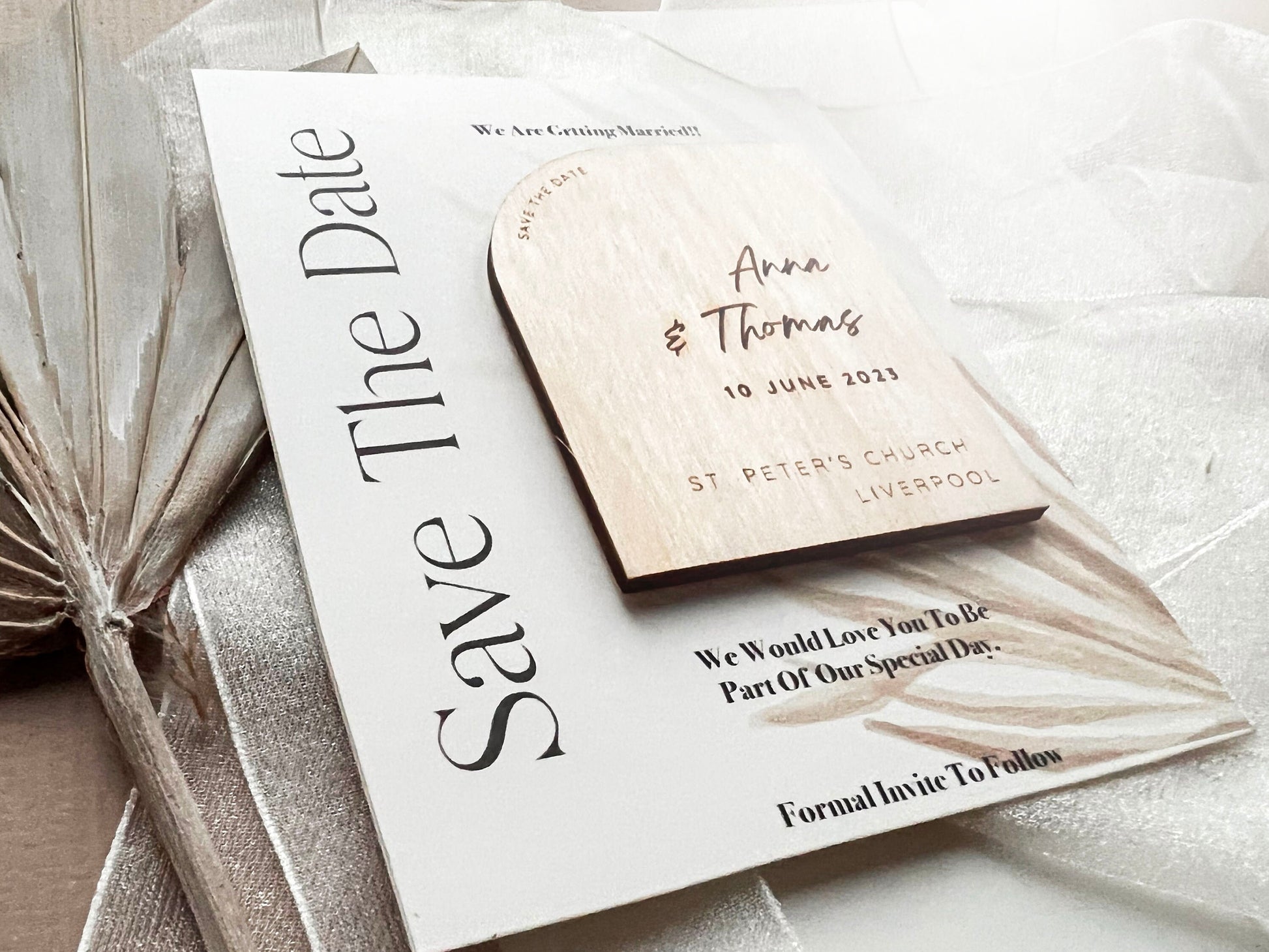 Boho Wedding Invitation , Luxury wedding save the date cards , Wooden save the date , wedding magnet , rustic wedding, Fridge Magnets love