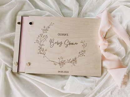 Personalised Baby Shower Guest Book, Guest Book,  Keepsake for Mummy to be, Baby Shower Supplies, pink blush , baby blue