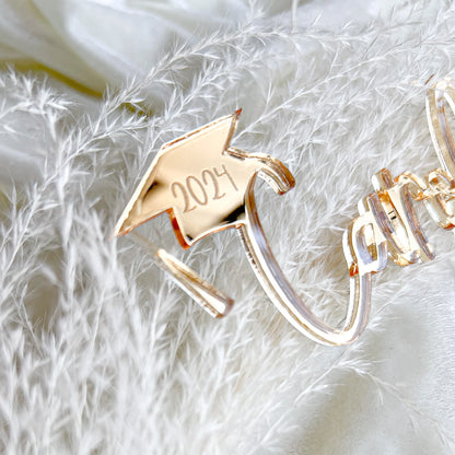 Custom name Graduation Topper |Custom Personalized Gold Acrylic 2024 Graduation Cake Topper | Class of 2024
