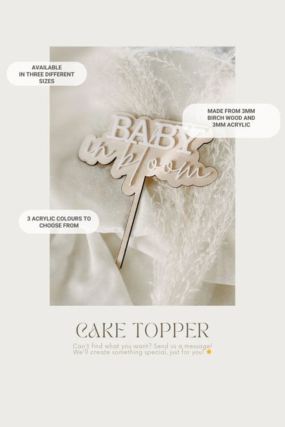Wooden Baby Shower Cake Topper / Welcome Baby Party Decor /Baby Girl Baby Boy-- Baby Party Decoration / Baby in bloom / Boho cake topper