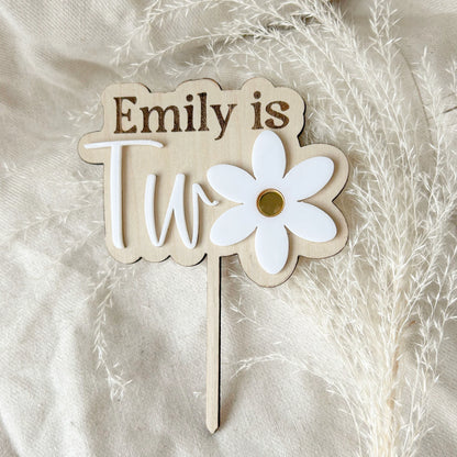 Daisy Cake Topper Flower | Daisy Birthday Party Decor, Custom Personalized Name, Retro Groovy Birthday, 2nd birthday, Boho First Birthday