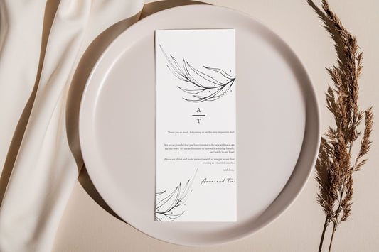 Minimalist Thank You Place Card, Thank You Napkin Note, Printable Thank You, Place Setting Thank You, Editable, Wedding Table, long Ceremony