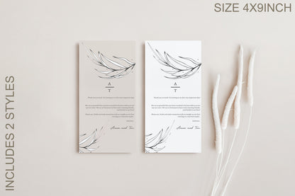 Minimalist Thank You Place Card, Thank You Napkin Note, Printable Thank You, Place Setting Thank You, Editable, Wedding Table, long Ceremony
