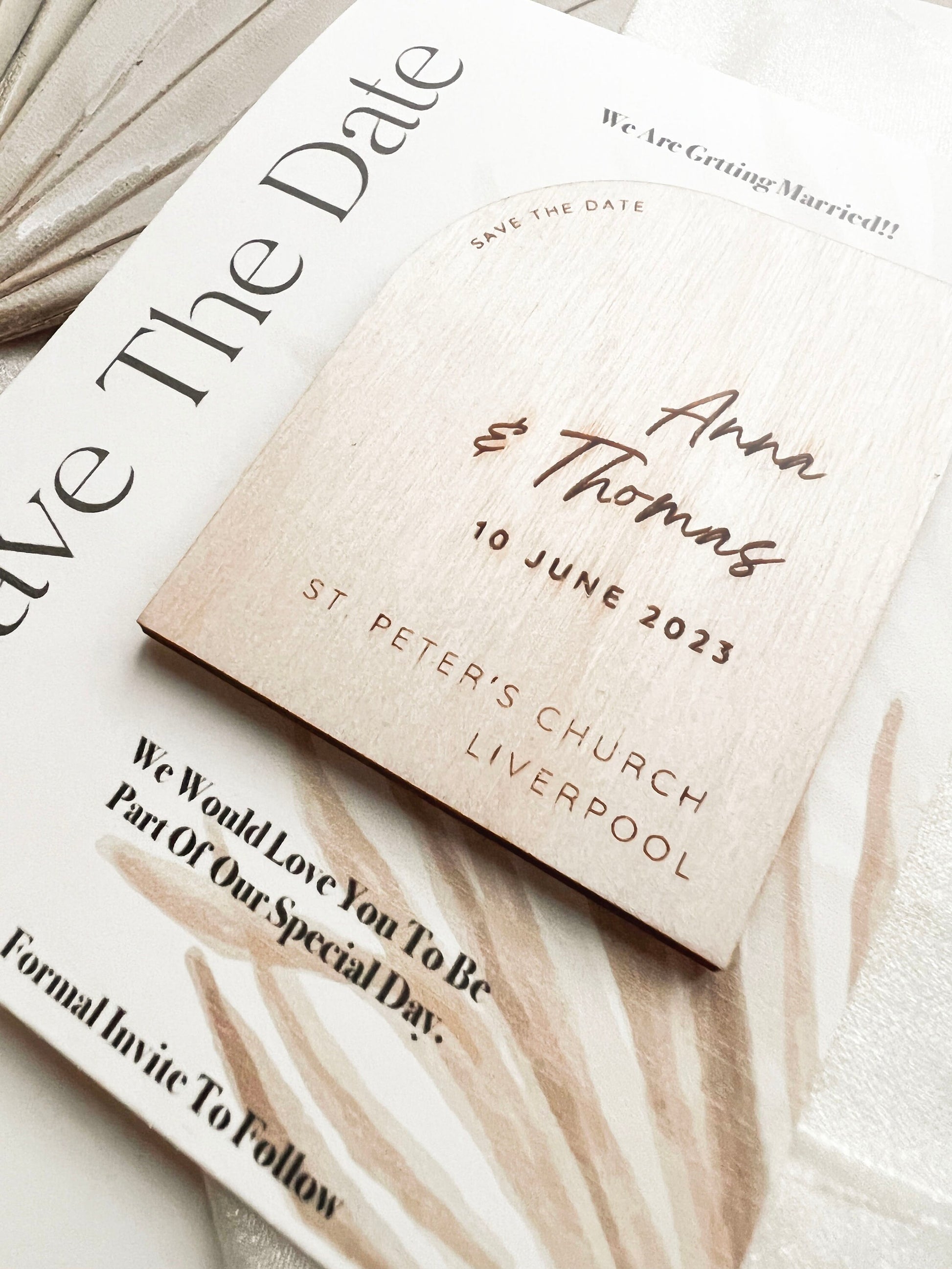 Boho Wedding Invitation , Luxury wedding save the date cards , Wooden save the date , wedding magnet , rustic wedding, Fridge Magnets love