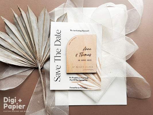 Boho Wedding Invitation , Luxury wedding save the date cards , Wooden save the date , wedding magnet , rustic wedding, Fridge Magnets love