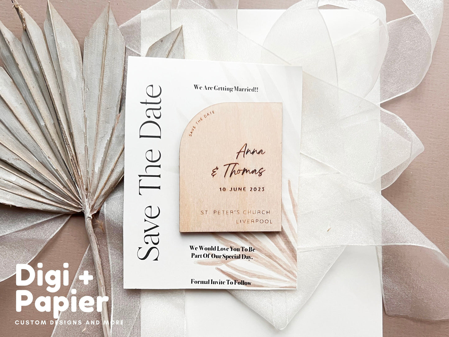 Boho Wedding Invitation , Luxury wedding save the date cards , Wooden save the date , wedding magnet , rustic wedding, Fridge Magnets love