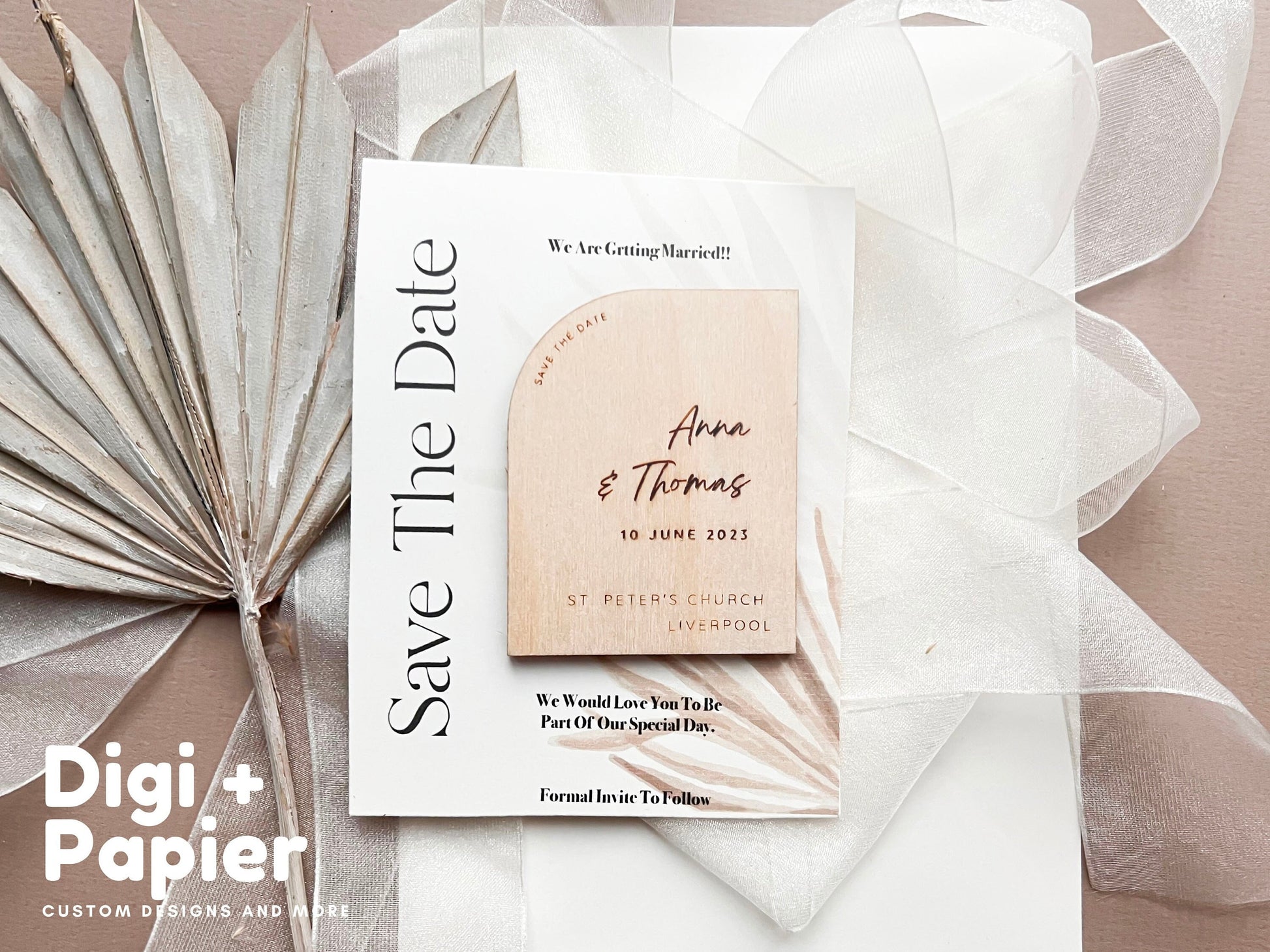 Boho Wedding Invitation , Luxury wedding save the date cards , Wooden save the date , wedding magnet , rustic wedding, Fridge Magnets love
