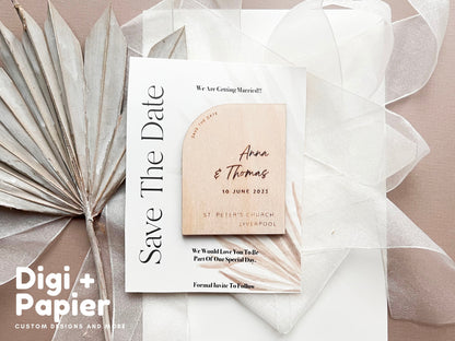 Boho Wedding Invitation , Luxury wedding save the date cards , Wooden save the date , wedding magnet , rustic wedding, Fridge Magnets love