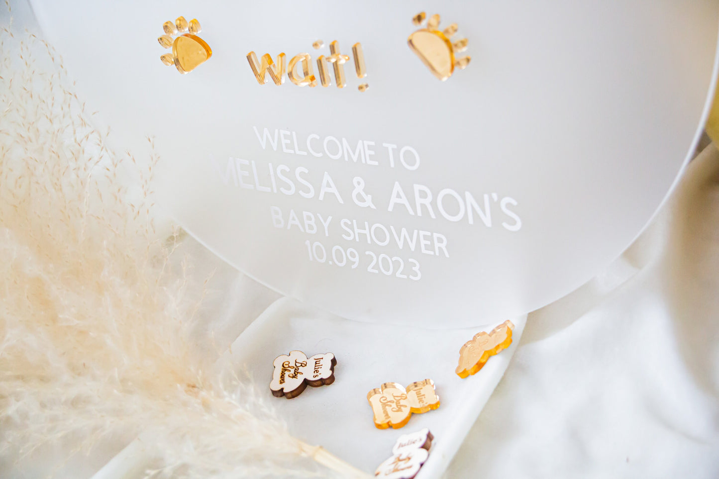 We Can Bearly Wait | Boy Shower Invitation | Bear Balloon Baby Shower Sign | Gender Neutral Baby Shower | Bear Theme Baby Shower | Acrylic