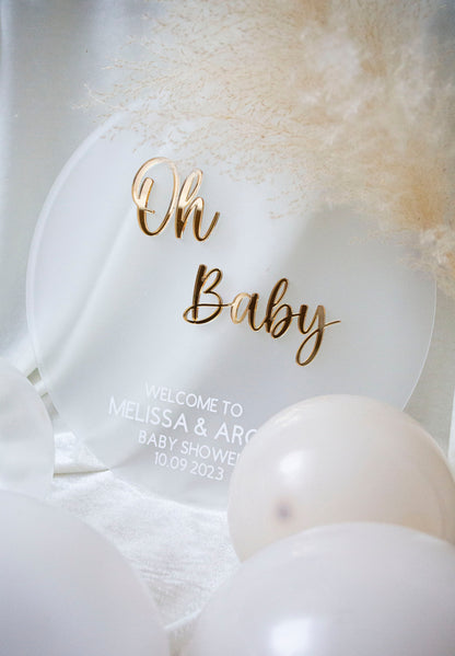 Welcome Sign | Oh Baby | Baby Announcement | Frosted Acrylic | Baby Shower Decor | Mum To Be Gift | Boho Personalised Sign | oh baby sign