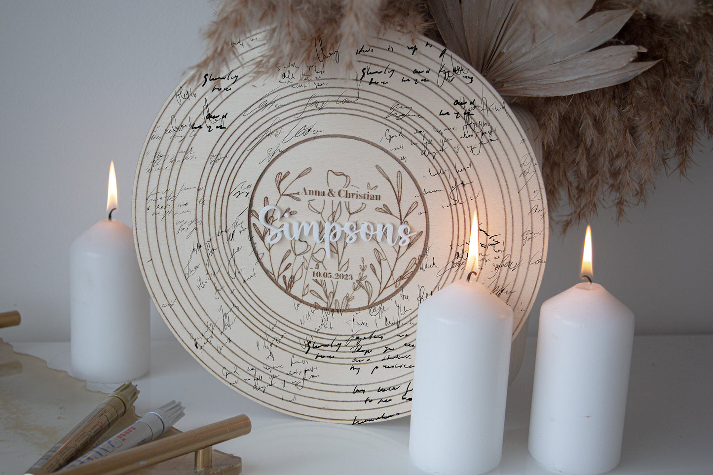 Guest Book Alternative, Wedding Decor, Wedding Guest Book, Round Wedding Wood Sign | Wedding Guestbook , First Dance Song engraved LP record