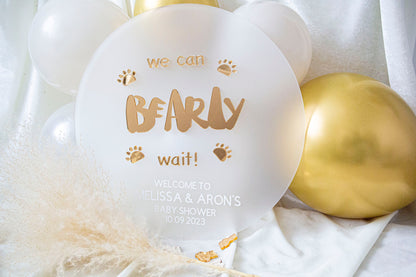 We Can Bearly Wait | Boy Shower Invitation | Bear Balloon Baby Shower Sign | Gender Neutral Baby Shower | Bear Theme Baby Shower | Acrylic