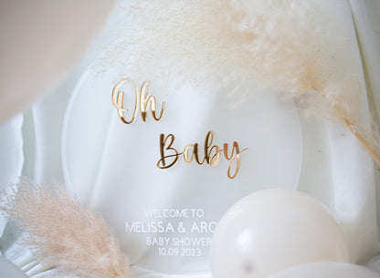 Welcome Sign | Oh Baby | Baby Announcement | Frosted Acrylic | Baby Shower Decor | Mum To Be Gift | Boho Personalised Sign | oh baby sign