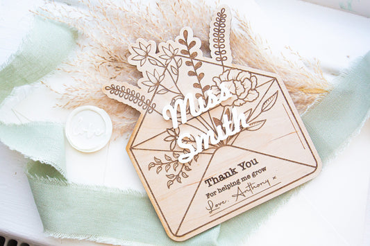 Thank You For Helping Me Grow Teacher Gift | Personalised Teacher Gift |  School Leaving Gift For Teacher | Personalised Teacher Bag |