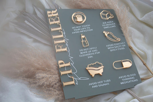 Aesthetic Beauty Aftercare Sign | Filler Injection Injectables Nurse | Salon Decor | Aesthetics Clinic | Lips Sign | Acrylic A3 Wall Sign