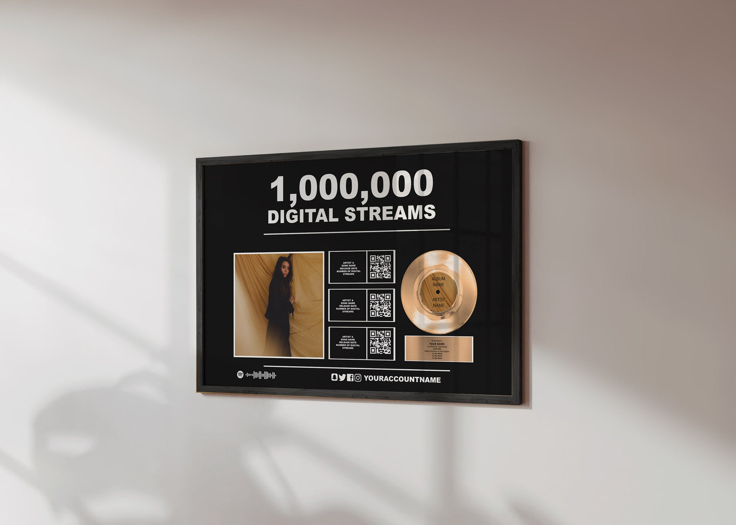 Personalised Award Trophy Award Plaque, Music Award, Album Cover Plaque, Framed Stream Award | Podcast Trophy | QR scannable music |PRODUCER