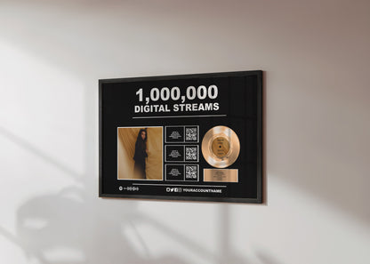 Personalised Award Trophy Award Plaque, Music Award, Album Cover Plaque, Framed Stream Award | Podcast Trophy | QR scannable music |PRODUCER
