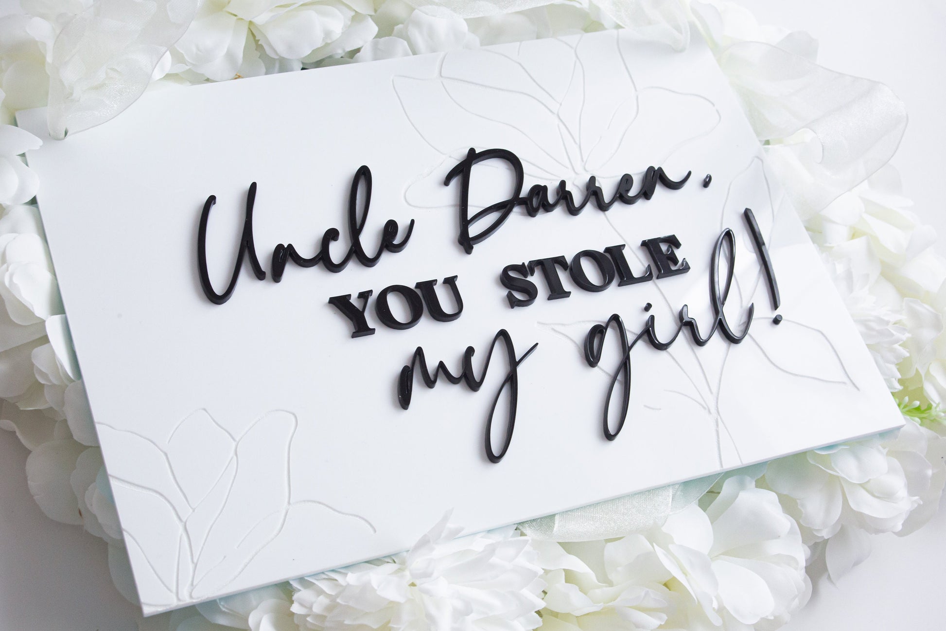 Personalised Here Comes Your Bride Wedding | Banner Sign | Page Boy Sign | Flower Girl Sign | Uncle, Daddy | Wedding Aisle Decor