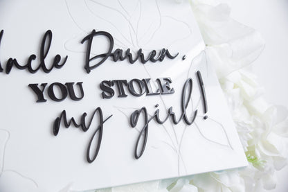 Personalised Here Comes Your Bride Wedding | Banner Sign | Page Boy Sign | Flower Girl Sign |  Uncle, Daddy | Wedding Aisle Decor