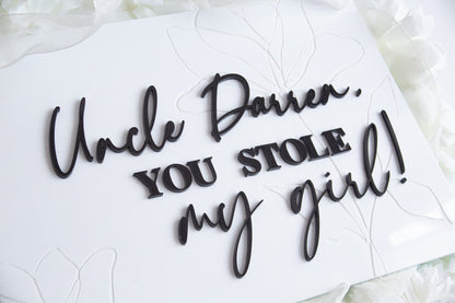 Personalised Here Comes Your Bride Wedding | Banner Sign | Page Boy Sign | Flower Girl Sign |  Uncle, Daddy | Wedding Aisle Decor