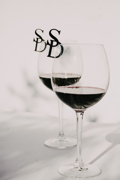 Initials Wedding Glass Tag | Glass Markers | Drink Topper | Birthday Decor | Drink Charm | Bachelorette Party | Drink Tag | Hen Do |