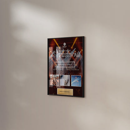 Touring Framed Award |  Custom Event Poster | Music Posters | Request your own album choice | Souvenir Ticket | Live Performance