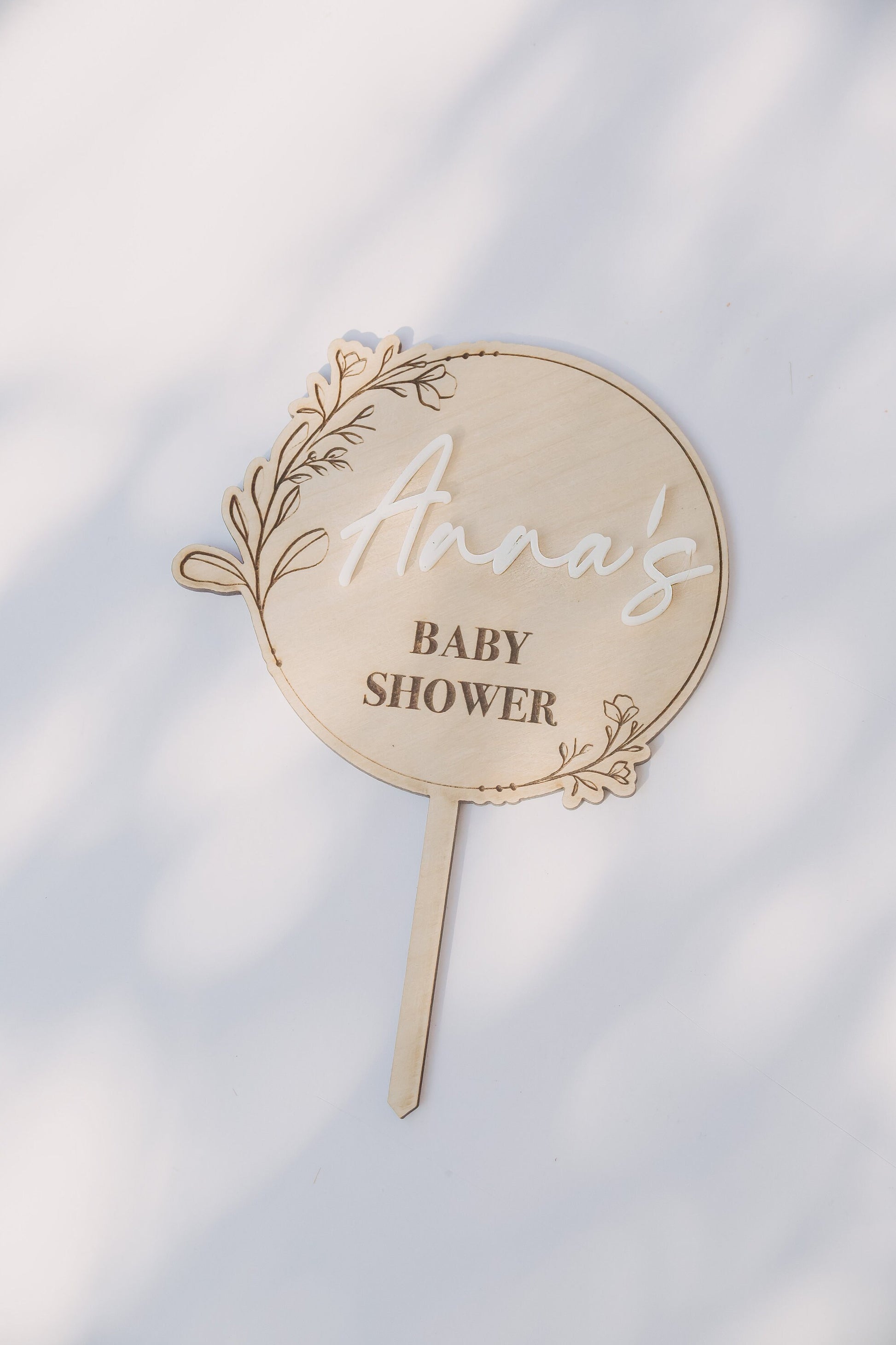 Baby Shower Cake Topper | Dried Flower Wreath | New Baby | Gender Neutral | Oh Baby | Wooden Hey Baby Cake Topper | Baby Boy | Baby Girl