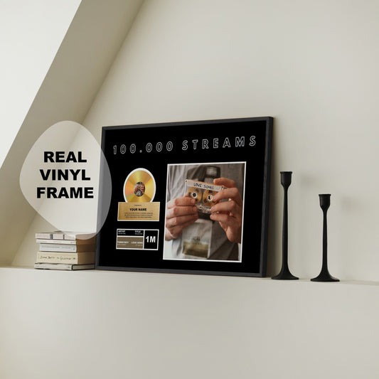 Custom Plaque | Best Artist Award | Manger Gift | Digital Streams - Gift For Musicians | Framed Award Print | Large Event Award | Gold Vinyl