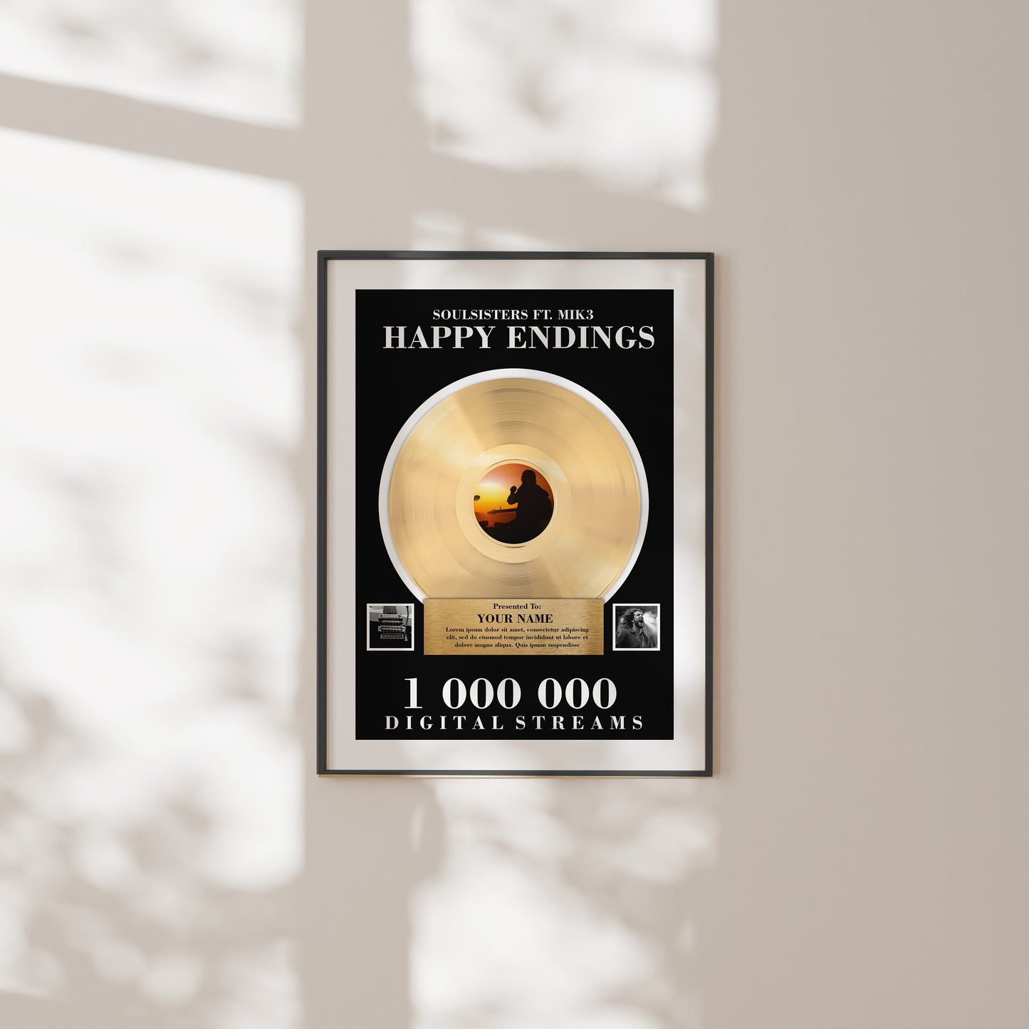 Platinum Vinyl Frame | Music Wall Art Song Lyrics Print Music | Personalized Gift For Him Music Lover Gift For Men Birthday Gift For Dad