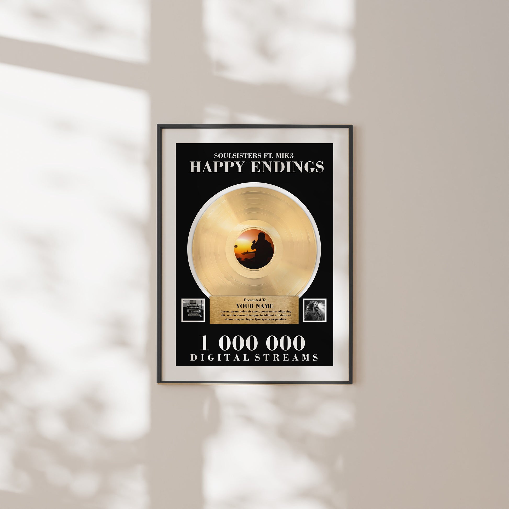 Platinum Vinyl Frame | Music Wall Art Song Lyrics Print Music | Personalized Gift For Him Music Lover Gift For Men Birthday Gift For Dad