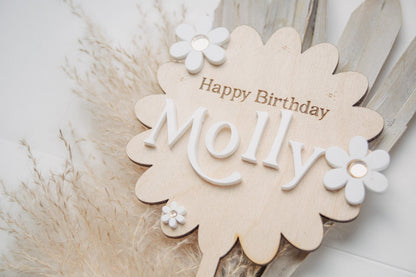 Daisy Cake Topper Flower | Daisy Birthday Party Decor | Retro Cake Topper | Hippie | Flower Power | Name Cake Topper | boho Cake Topper